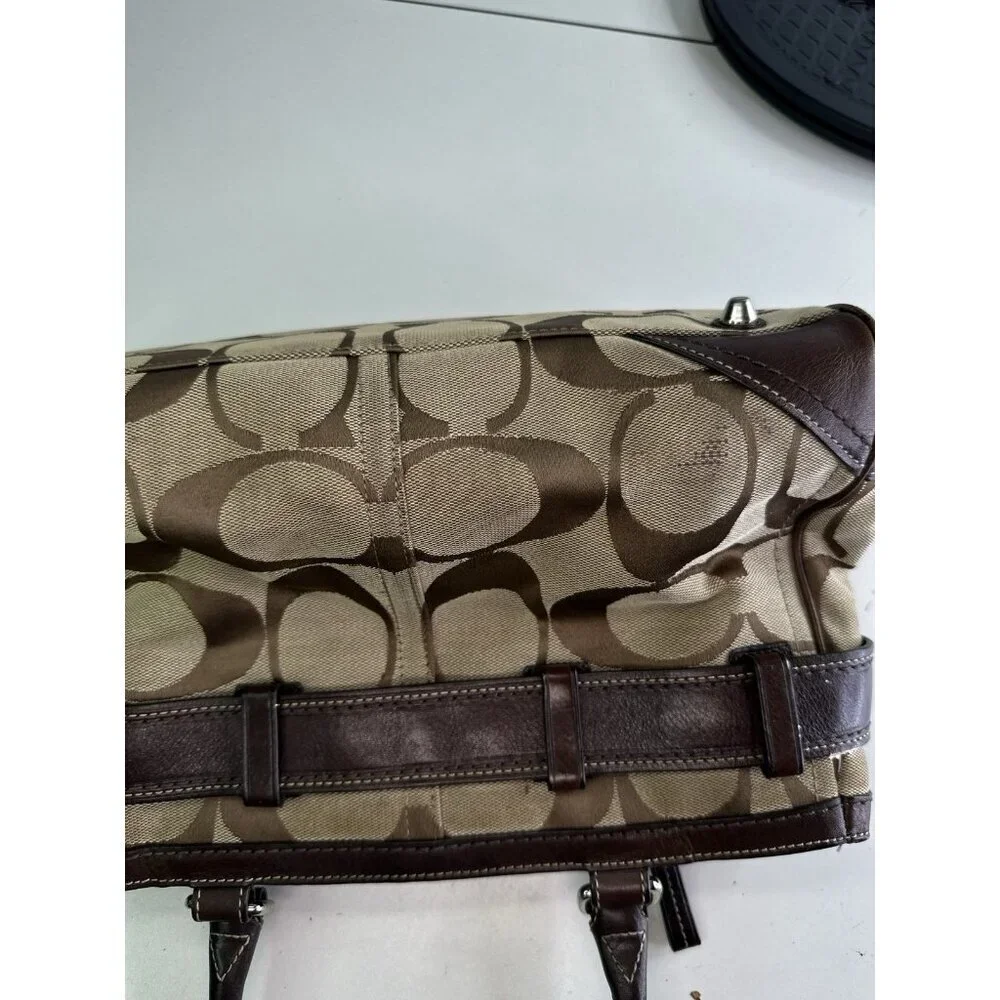 COACH Hampton Logo Stripe Carryall Satchel Handbag Purse  Card Wallet F13072 - Picture 10 of 10